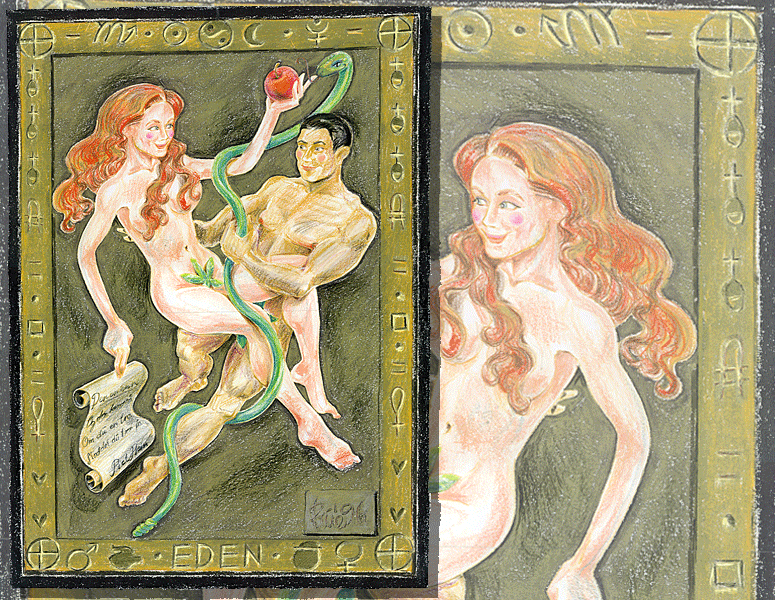 H&aring;ndtegnet Adam & Evaplakat