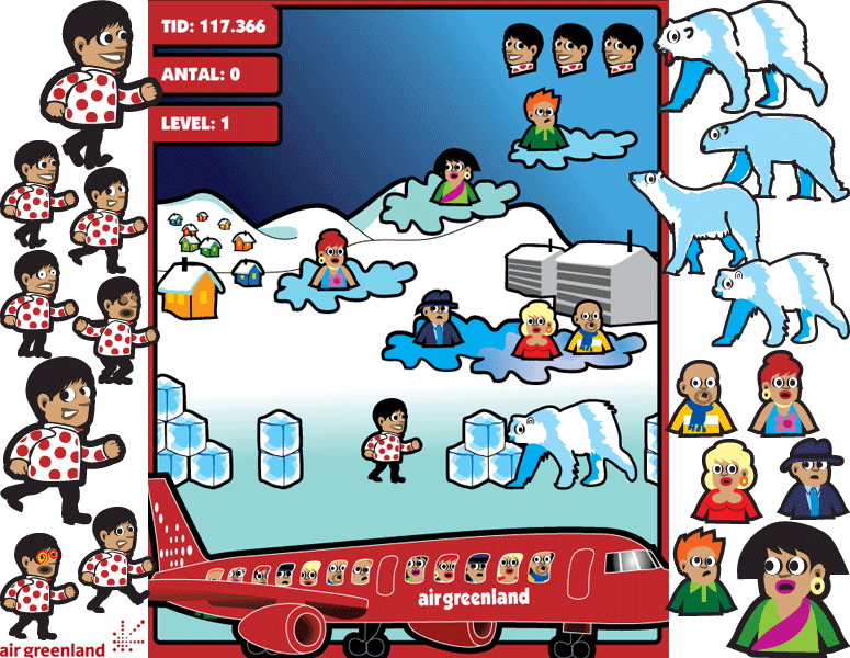 Opl&aelig;g til spilinterfase til AirGreenland for Mindmakers