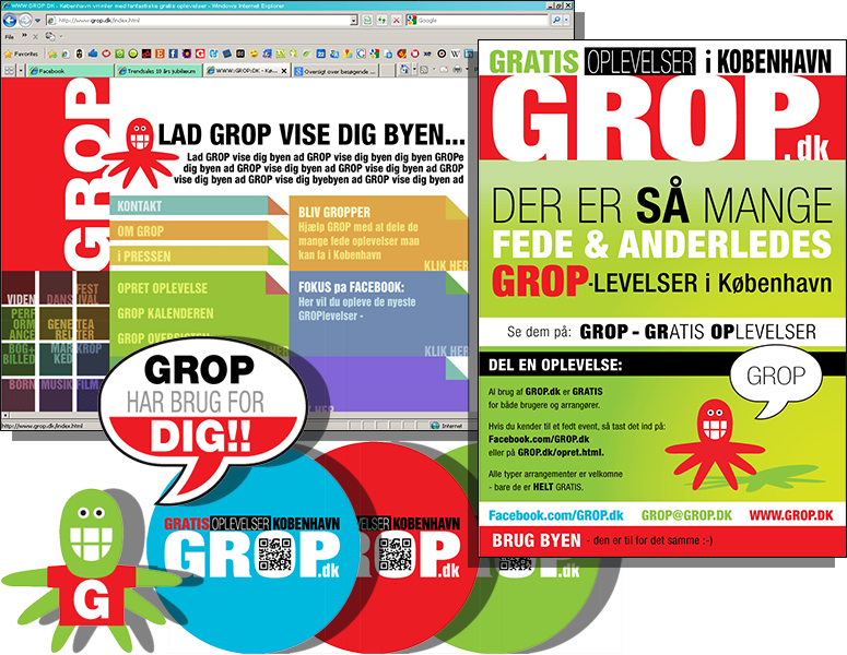 WWW:GROP:DK - Id&eacute;, konceptudvikling, design, logo, website, flyers, plakat, PR mv.