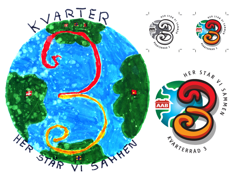 Logoopgave for Kvarterr�d 3 - med en b�rnetegning som opl�g