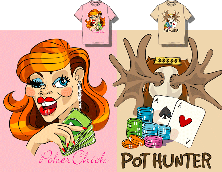 Den online spilleportal UNIBET skulle bruge et pr POKER T-shirt illustrationer