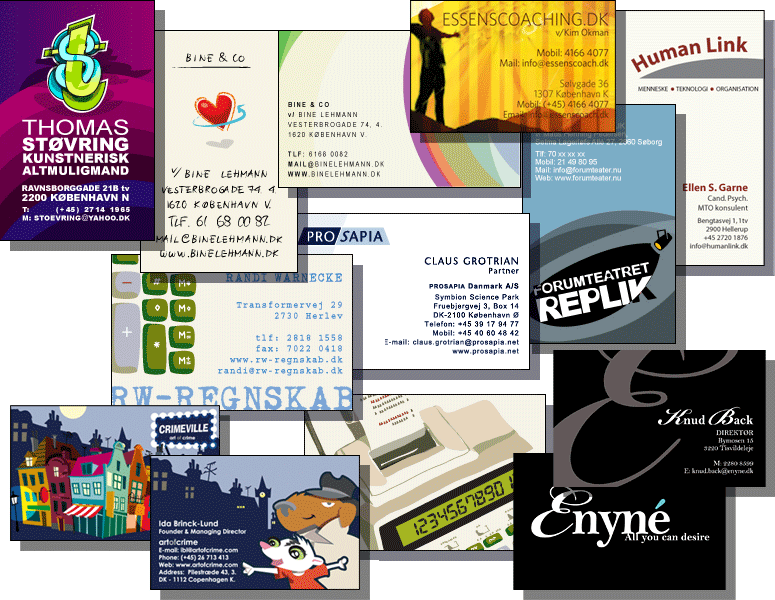 Diverse visitkort layout